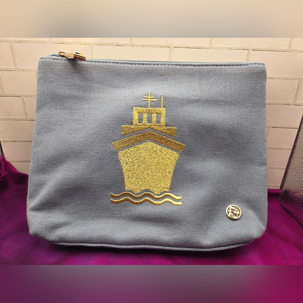 Spartina 449 Blue and Gold Cosmetic Case